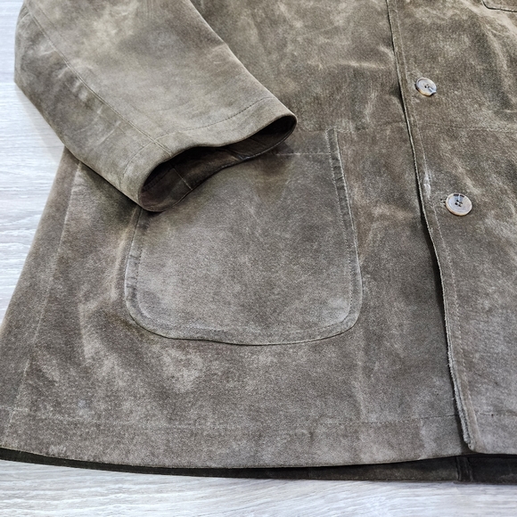 NEWPORT HARBOR Brown Suede Leather Mid Coat Jacket Men's Size XXL - Picture 2 of 16